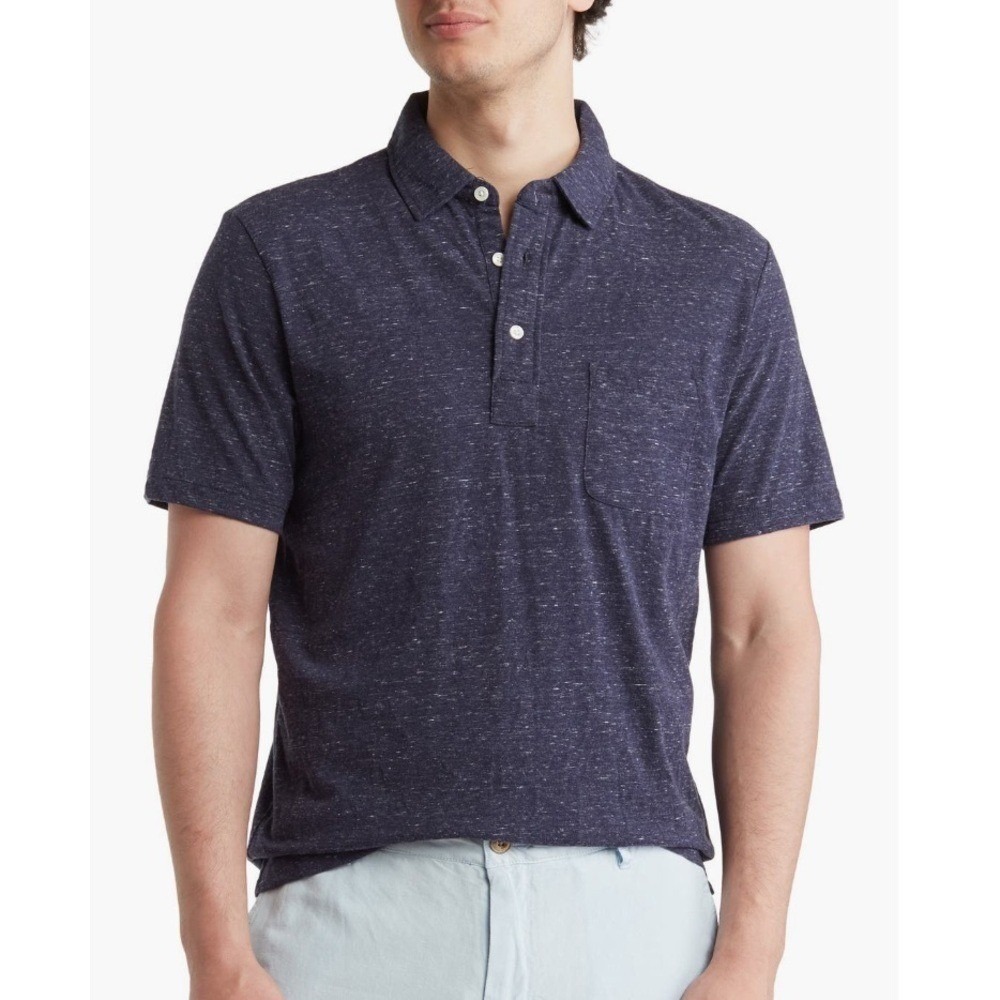 Faherty Heather Stretch Polo Men's‎ Shirt, Navy, Size XL, NWT
